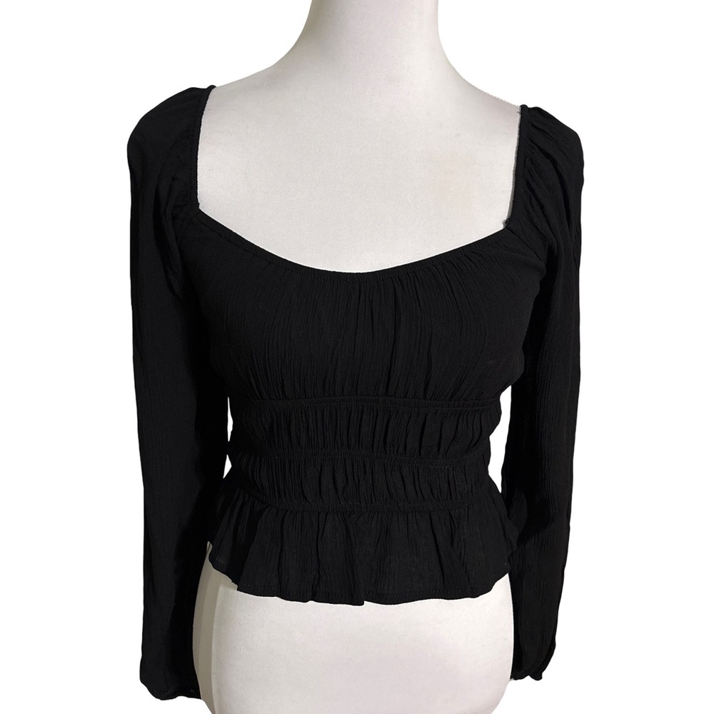 Ambiance Black Ruched Blouse